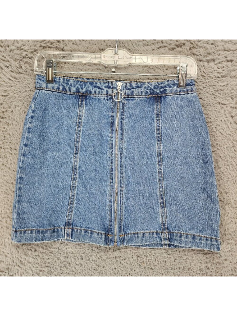 Forever 21 Skirt Womens 24 Blue Cotton Denim Jean Zip Front Mini